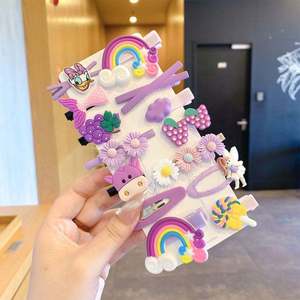 ขายส่งยอดขาย 14 ชิ้น/เซ็ตการ์ตูน Rainbow ผม PIN ทําด้วยมือสําหรับสาวเด็กอุปกรณ์เสริมผมแฟนซีน่ารักผมคลิป - Product Image 6