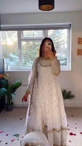 <b>Black</b> Anarkali Bollywood <b>plus</b> <b>size</b> formal <b>wedding</b> gown for women, engagement gown for bride, evening gown <b>dresses</b> - Product Image 2