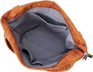 Bolso de mano de pana para mujer, bolso de mano informal con cremallera, bolso de hombro de gran capacidad con bolsillos - Product Image 5