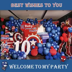 Dekorasi Ulang Tahun Bertema Marvel Spider-Man Captain America Iron Man Avengers Full Moon KT Board Balon Latar Belakang Set - Product Image 3