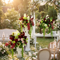 Columna de Flores Artificiales de Rosas de Seda Verde Borgoña, Pilar Romano para Pasillo de Boda, Soporte Floral para Ceremonias al Aire Libre, Decoración de Fondo