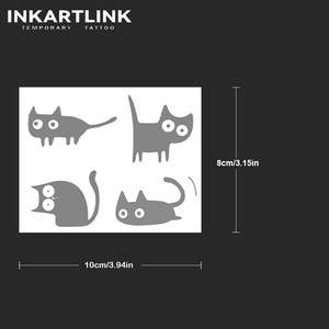 Tatuaje Temporal Personalizado de Gato Negro de Dibujos Animados, Resistente al Agua, de Larga Duración (15 Días), Arte Corporal Semipermanente para Brazo, Pierna, Mujeres y Hombres - Product Image 3