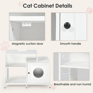 Caja de arena para gatos para baño, baño oculto para mascotas con divisor, casa interior para gatos grandes, blanco - Product Image 6