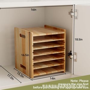 Estante de almacenamiento vertical de madera para cocina, organizador de bandejas de hornear de 7 niveles, gabinete portátil para utensilios de cocina y repostería. - Product Image 4