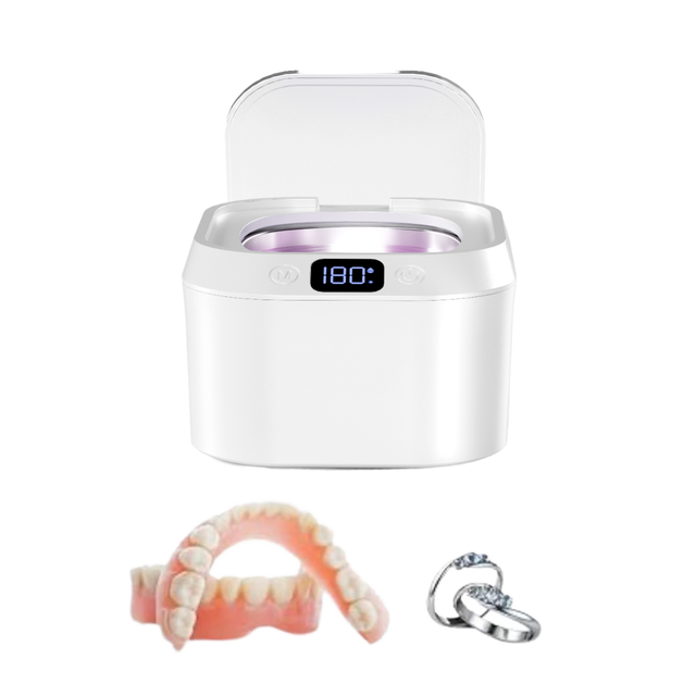 New 220ml Multi-function Ultrasonic UV Dental Cleaner 48kHz 24W Electric Digital Timer Stainless Steel Household Use False