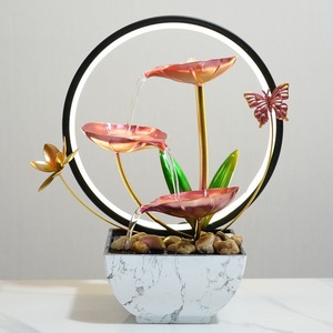 Adorno de Agua Fluida, Redondo, Metálico, Feng Shui, Decoración de Escritorio Iluminada para Oficina, Hogar, Regalo - Product Image 4