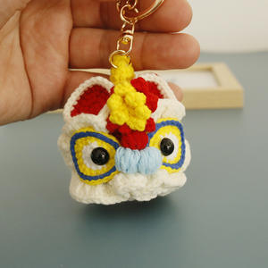 Amigurumis faits à <span class=keywords><strong>la</strong></span> main, tricotés, mignons, 3D, porte-bonheur, crochet, lion dansant du Nouvel An chinois, porte-clés, poupée, charme, mini peluche - Product Image 1