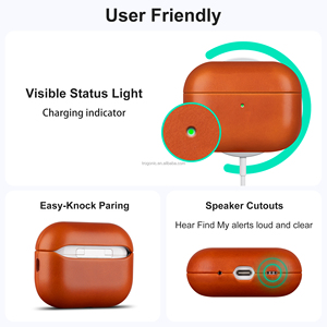 Funda de Cuero Encerado Vintage para Auriculares <span class=keywords><strong>AirPods</strong></span> <span class=keywords><strong>Pro</strong></span> 3, Protección Total, Compatible con <span class=keywords><strong>Carga</strong></span> Inalámbrica - Product Image 3