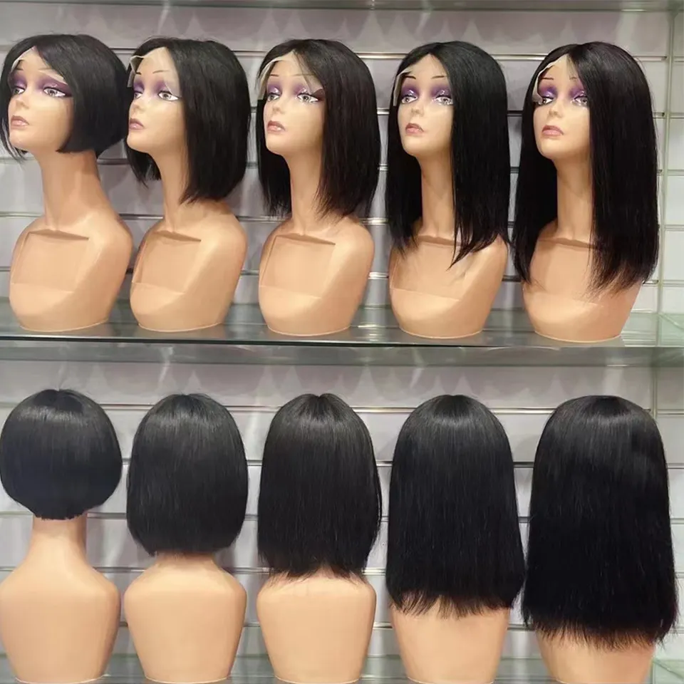 Bob Lace Front Perücke Echthaar Neuankömmling Großhandels preis Mittelteil 8 Zoll Remy Haar Haar WEAVING Silky Straight Wave >= 45%