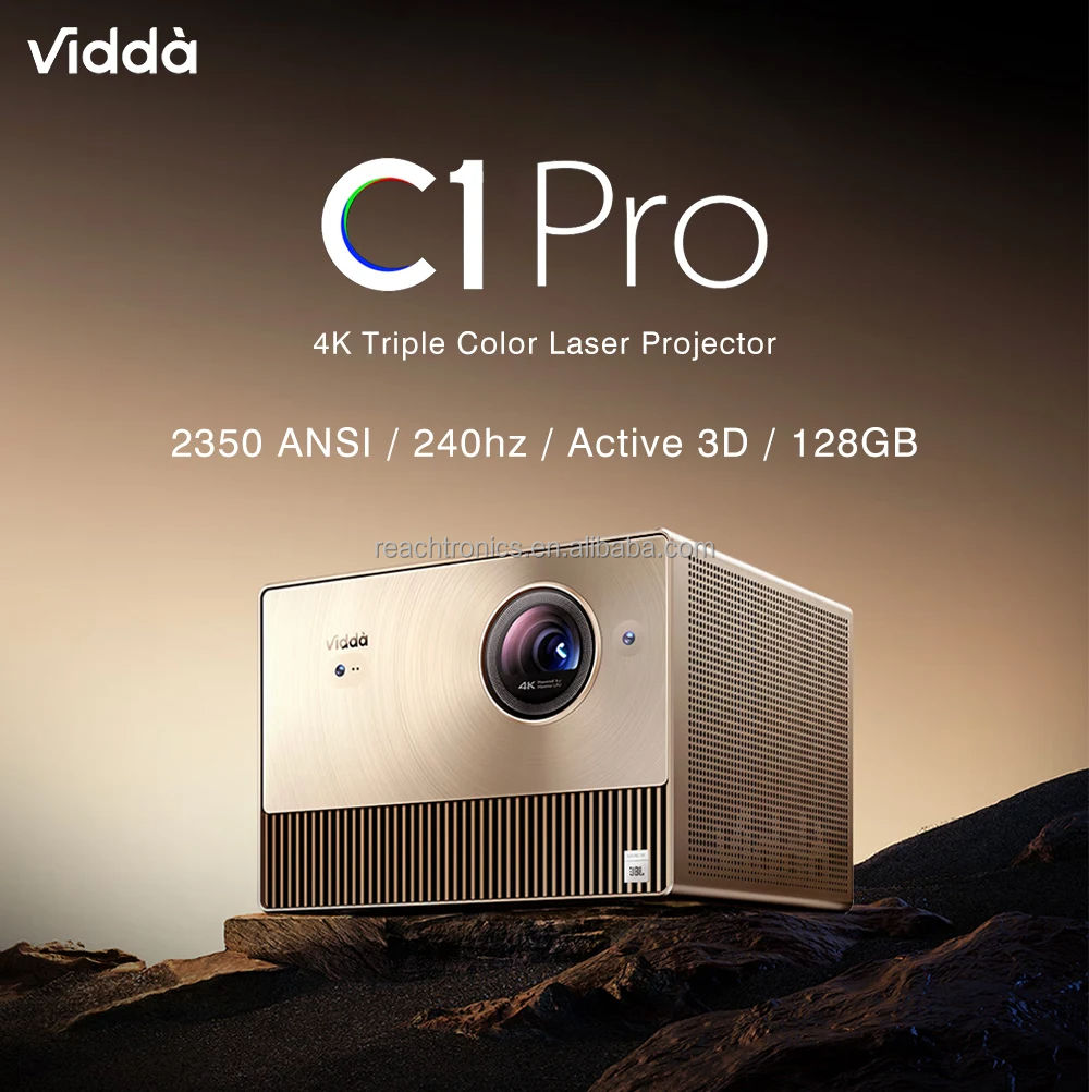 Vidda C1 Pro 4K Mini Projector - Portable Triple Laser Brightness