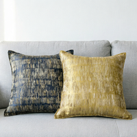 Housse de coussin décorative personnalisée en gros, motif rayé abstrait coloré, jacquard métallique avec bordure 1/4