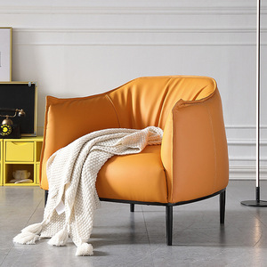 Poltrona in Pelle Italiana di Lusso, Sedia Lounge di Design in Pelle Bovina Spessa - Divano Monoposto Classico di Alta Gamma per il Soggiorno - Product Image 6