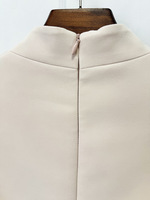 Robes de soirée formelles pour femmes, couleur abricot, col montant, ornées de perles, col en V, manches courtes, ornées de cristaux, coupe ajustée, pour galas, bals de promo et soirées