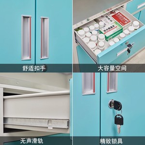 Mesa de Tratamiento Médico con Superficie de Acero Inoxidable, Gabinete de 2 Puertas con Cajones, Uso Hospitalario, Duradero - Product Image 3