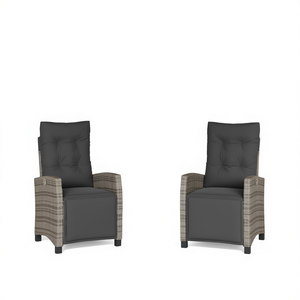 Set di 2 Sedie da Giardino in Rattan Grigio Reclinabili Manualmente, Arredamento da Esterno dal Design Contemporaneo - Product Image 1