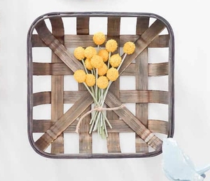 Panier à tabac Home Square, <span class=keywords><strong>24</strong></span> pouces, bois foncé, décoration murale en copeaux de bois, décoration de ferme tissée - Product Image 4