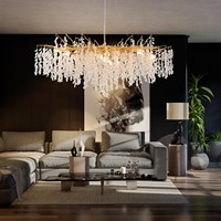 Lustre moderne en cristal K9 de luxe PM Gold, forme de grappe, avec branches en aluminium, pour restaurant et salon