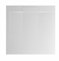 Receveur de douche carré blanc minimaliste moderne BMC ES-H1 avec drain linéaire dissimulé, finition pierre naturelle, surface antidérapante classe C, pour hôtel