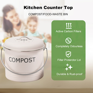 <span class=keywords><strong>Mini</strong></span> <span class=keywords><strong>poubelle</strong></span> de Table 5L sans odeur, bac à composter de cuisine en acier inoxydable avec couvercle filtrant KBR001 - Product Image 4