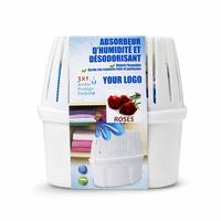 Boîte déshumidificatrice en gros de 500 ml, absorbant d'humidité au chlorure de calcium OEM, anti-moisissure, pour placard et maison