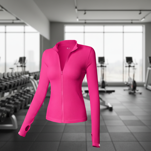 Top Deportivo de Yoga Ajustado para Mujer, Sin Costuras, con Cierre, Cuello Alto, Elástico en Cuatro Direcciones, Spandex/Nylon, con Logotipo Frontal - Product Image 1