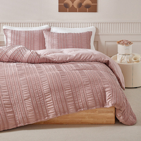 Ensembles de housse de couette à rayures de printemps en gros 3pcs couleur unie couvre-lit ensemble de literie King Size