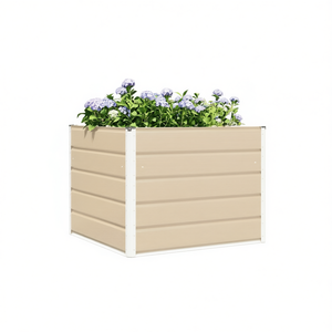 Pot de fleurs en acier ivoire 100 x 100 x 75 cm, carré, moderne, pour décoration de jardin - Product Image 1