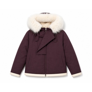 Chaqueta con capucha de piel sintética para <span class=keywords><strong>mujer</strong></span>, abrigo <span class=keywords><strong>acolchado</strong></span> cálido de invierno, con dobladillo en contraste, casual, con cremallera, tipo <span class=keywords><strong>anorak</strong></span>, con solapa asimétrica - Product Image 4