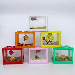Nouveauté 2026 : Mini-<span class=keywords><strong>aquarium</strong></span> de bureau créatif en blocs de construction carrés en plastique écologique pour Betta, avec paysage à assembler - Product Image 4