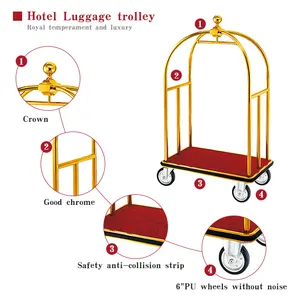 Hotel Lobby Luggage Cart High Quality Birdcage Trolley Luggage Carts Custom Adjust Lobby Vintage Hotel Luggage Cart