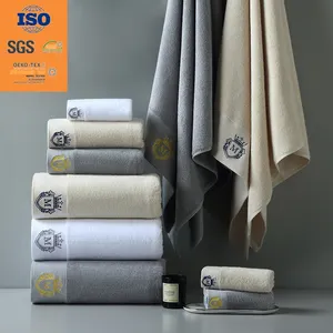 5 Star Luxury Bath Linen 100% Cotton White Face Hand Towel Hotel Grey Bath Towel Custom Logo