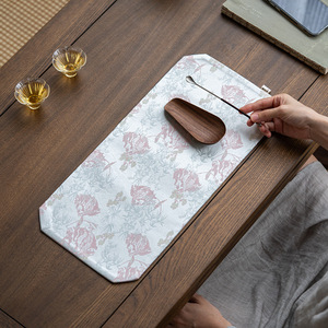 Guanlan Brocade Tea Mat Waterproof Chinese Style Zen Dry Brewing Fabric Table <b>Runner</b> Small Size Home Decor - Product Image 4