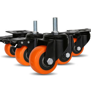 Rigid Mute Orange Bearing Universal Möbel Rollen Rotierende Rollen Werkbank Bremsen Black Core Light Duty Lenkräder - Product Image 1