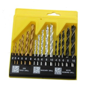 16 Piece Drill Bit Set Metric Jobbers Length Hss Twist Masonry Wood Working Bits Plastic Case - Product Image 1