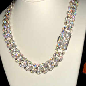 Vente chaude 925 Sterling Silver Cuban Chain Collier Iced Out Through Diamond Testing Moissanite Hip Hop Chunky Cuban Chains - Product Image 1