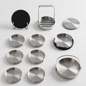 Dessous de verre en acier inoxydable pour boissons Ensemble de sous-verres en métal argenté Superbe dessous de verre cool Tasses Tapis 6 pièces Ensemble Décor pour café - Product Image 6