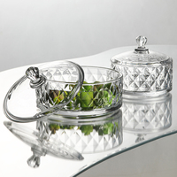 Pot de rangement multifonction en verre pour bonbons, design gaufré à coupe diamant, organisateur de snacks et bijoux, présentoir de table pour salon