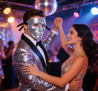 Masque de costume d'horreur d'Halloween avec effet boule disco réfléchissante et clignotante pour les fêtes et les carnavals