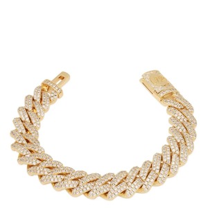 Pulsera Cubana Ajustable de Plata con Detalles de Diamantes Moissanite de Corte Redondo, Joyería Unisex de Lujo Audaz Estilo Hip Hop - Product Image 1