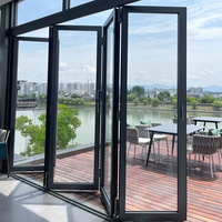 ZCSUNG Porte pliante coulissante en alliage d'aluminium moderne résistant aux ouragans Bi-Fold extérieur étanche verre trempé garantie de 5 ans