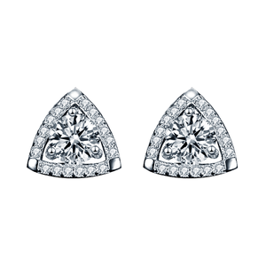 Pendientes de Moissanita con Corte Brillante Redondo en Forma de Triángulo, Engaste de Garra, Joyería Clásica Geométrica para Mujer - Product Image 1