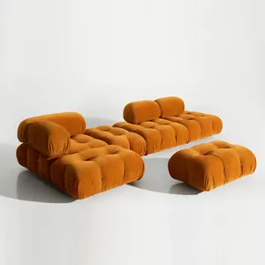 Ensemble canapé d'angle modulaire et carré en velours, 6 pièces, design moderne, différentes formes, à la mode