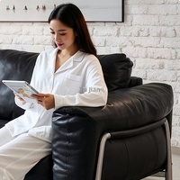 Vente directe usine – Canapé une place style français vintage Bauhaus en cuir PU ciré à la main, rembourré en éponge, pour salon, design mi-moderne