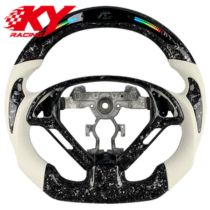 Volante deportivo personalizado de fibra de carbono forjada blanca con cuero blanco y LED RPM para Infiniti G35 G37 G37s G37x EX35 EX37 Q50 Q60 - Product Image 1
