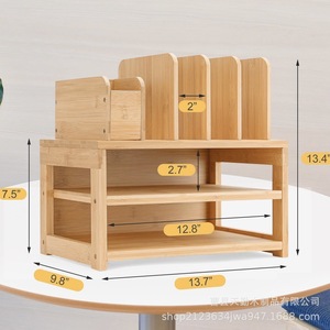 Wooden Office <b>Desk</b> Storage <b>Shelves</b> 3 Tier Solid Wood Document Rack Organizer For Home Office Student Use - Product Image 4