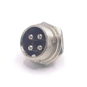 4 Pin Male XLR Bulkhead GX16 Flat GX16 4 Pin Connector Male for Cable Soldering