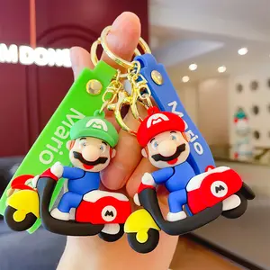 Gantungan Kunci kartun Mario, gantungan kunci boneka 3D, gantungan kunci tas mobil, gantungan kunci liontin mainan, hadiah anak-anak