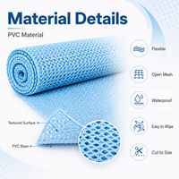 Tapis de protection pour tiroirs et étagères en PVC bleu clair, maille ouverte, antidérapant, imperméable, facile à découper, multi-usages