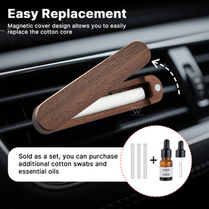 2025 Logo personalizable <span class=keywords><strong>Clip</strong></span> de ventilación de coche de madera de lujo Parabrisas alto Iluminación ambiental Perfume de larga duración Ambientador colgante - Product Image 2