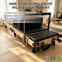 Reformer Pilates haut de gamme en bois avec structure métallique, pliable et portable, équipement de Pilates à vendre
